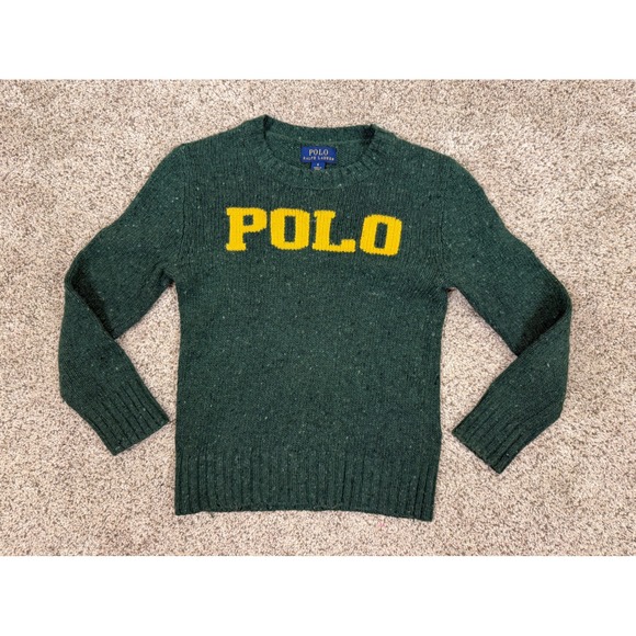 Polo Ralph Lauren Other - Polo Ralph Lauren Kids Green Donegal Wool Blend Intarsia Logo Sweater Size 6